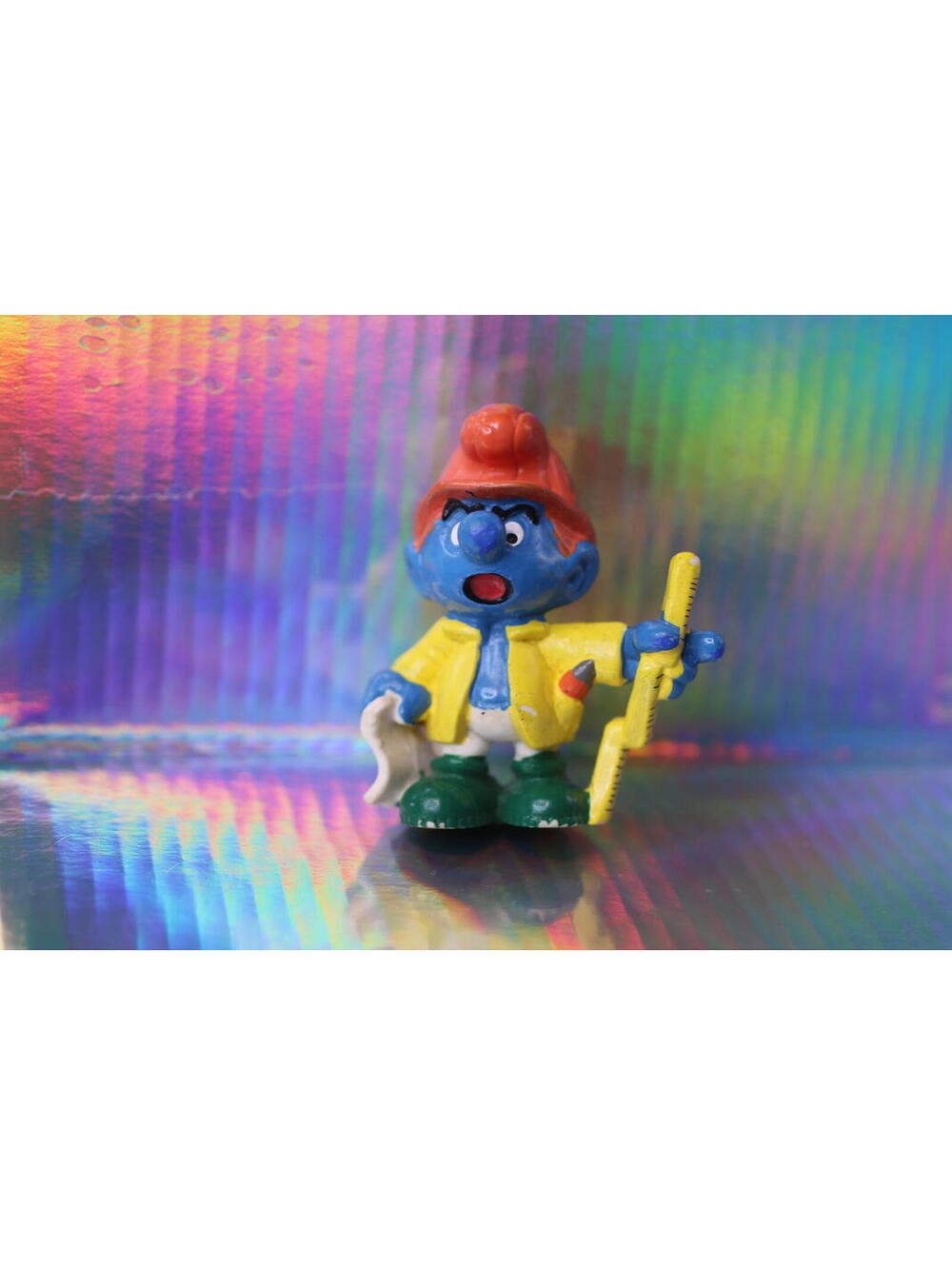 Vintage 1989 Smurfs Architect Smurf Irwin Peyo 2" Schleich figure toy